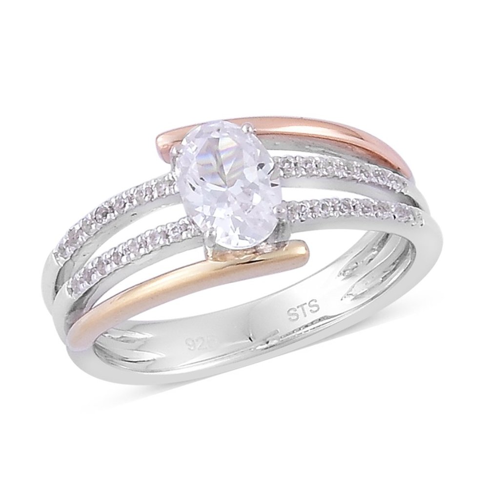 Sapphire Ring - 10K Yellow & Rose Gold & 925 Sterling Silver
